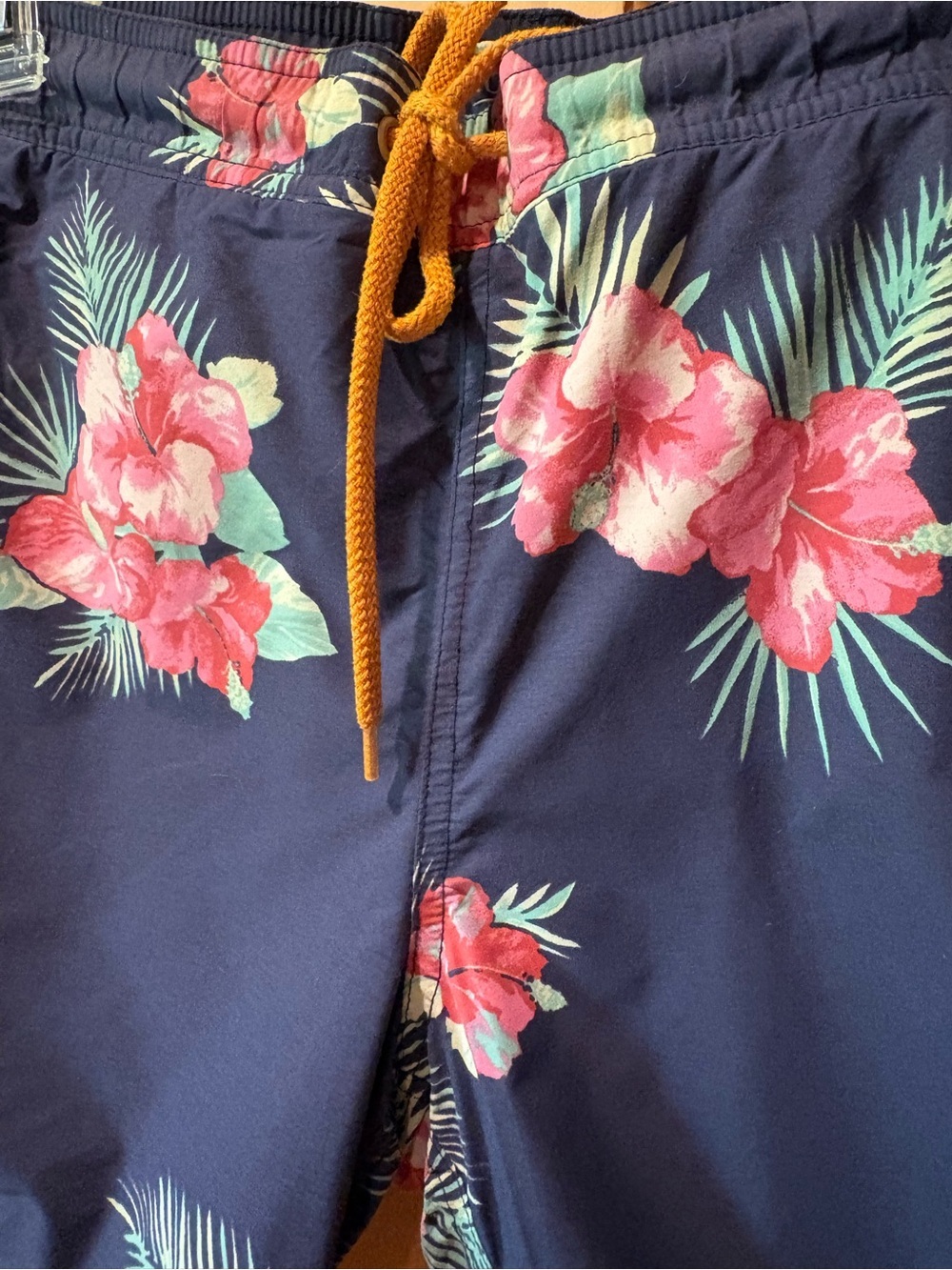 J. Crew Navy Swim Trunks with Pink Floral Print - Picture 3 of 11